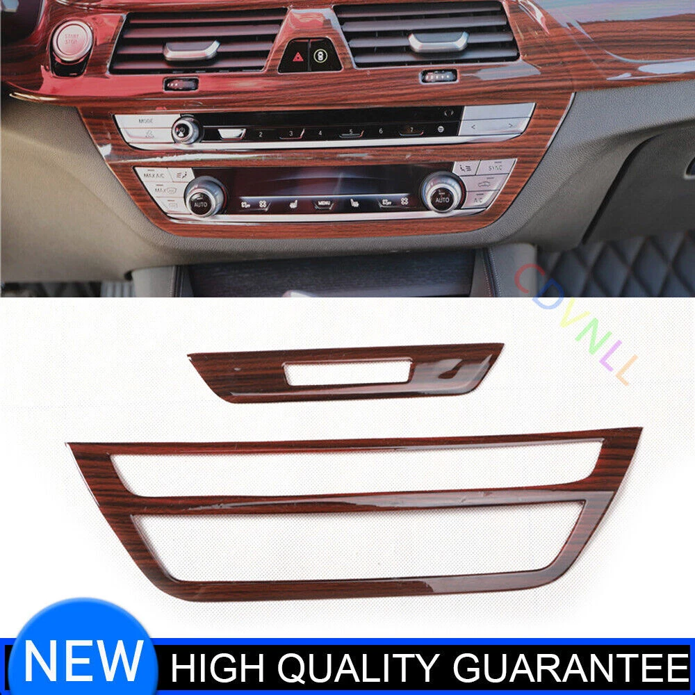 Fit For BMW 5 Series 2018-2021 Wood Grain Console CD Button Control Panel Cover