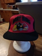 Official Angry Birds Cartoon Logo Red Black Snapback Hat Cap One Size