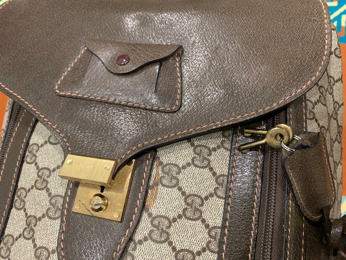 VTG🔥 GUCCI Weekender Gym Bag Brown Monogram Leather Travel