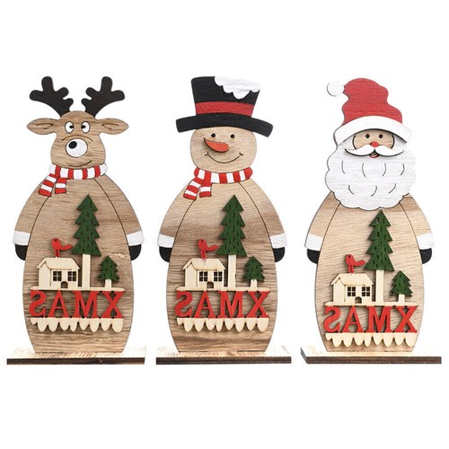 Pupazzo di neve in legno di Natale da 3 pezzi Alter Decorazione Decorazione nata - Foto 9 di 12