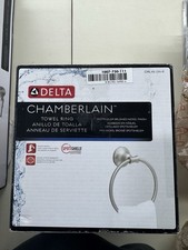 Delta Chamberlain Wall Mount Round Closed Towel Ring Hardware in Brushed Nickel
