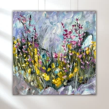 Mary Myers Original Abstract Expressionism Floral Canvas Signed Art
