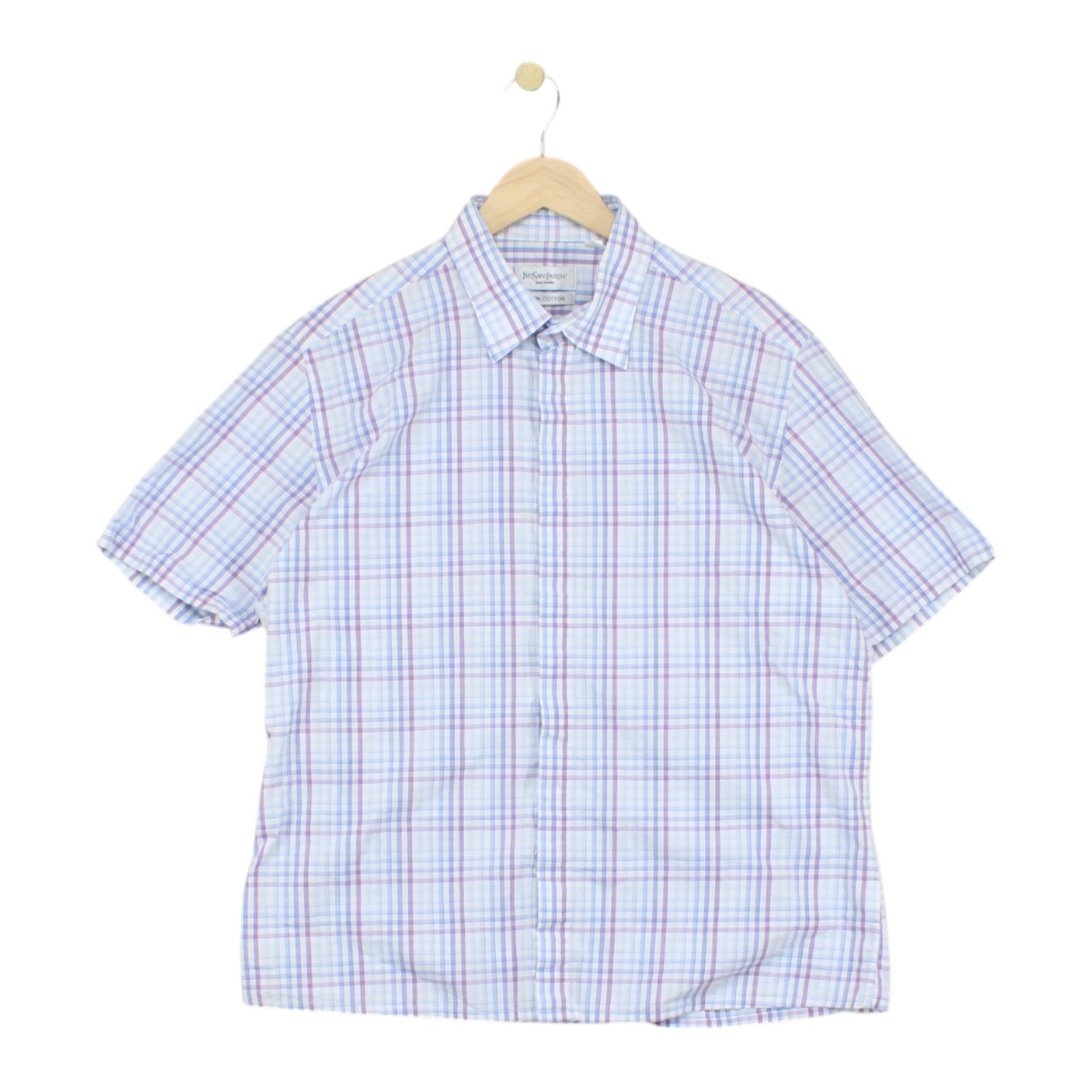 Camicia Vintage Yves Saint Laurent Check Uomo Taglia XL Multicolore Manica Corta