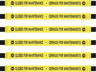 6 Pcs ''Closed for Maintenance'' Yellow Signs 56x3.5 Magnetic Ends Safety Warning