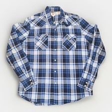 Levi  s Western Men  s Flannel Long Sleeve Shirt Pearl Snap L Blue