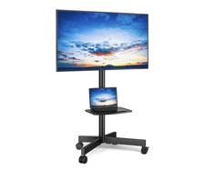 RFIVER Mobile TV Stand on Wheels for 27-60in Tvs, Tilt Height Adjustable MT2004A