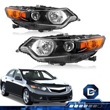 For 2009-2014 Acura Tsx Xenon Hid Black Projector Headlights Assembly Pair 09-14