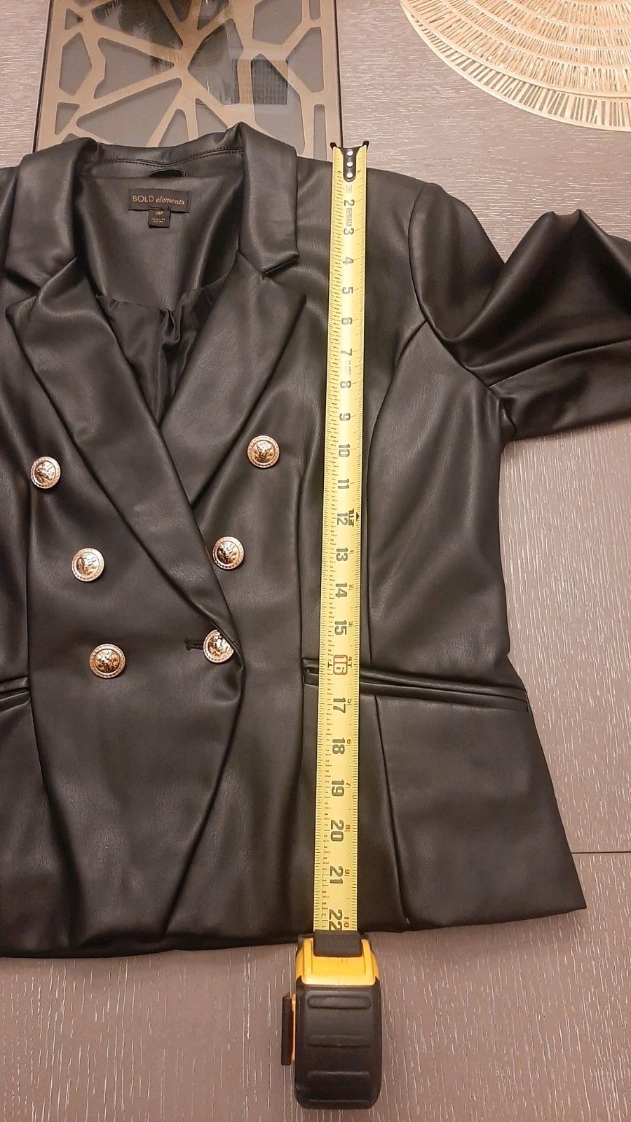 Bold Elements Double Breast Gold Buttons Faux Lea… - image 11