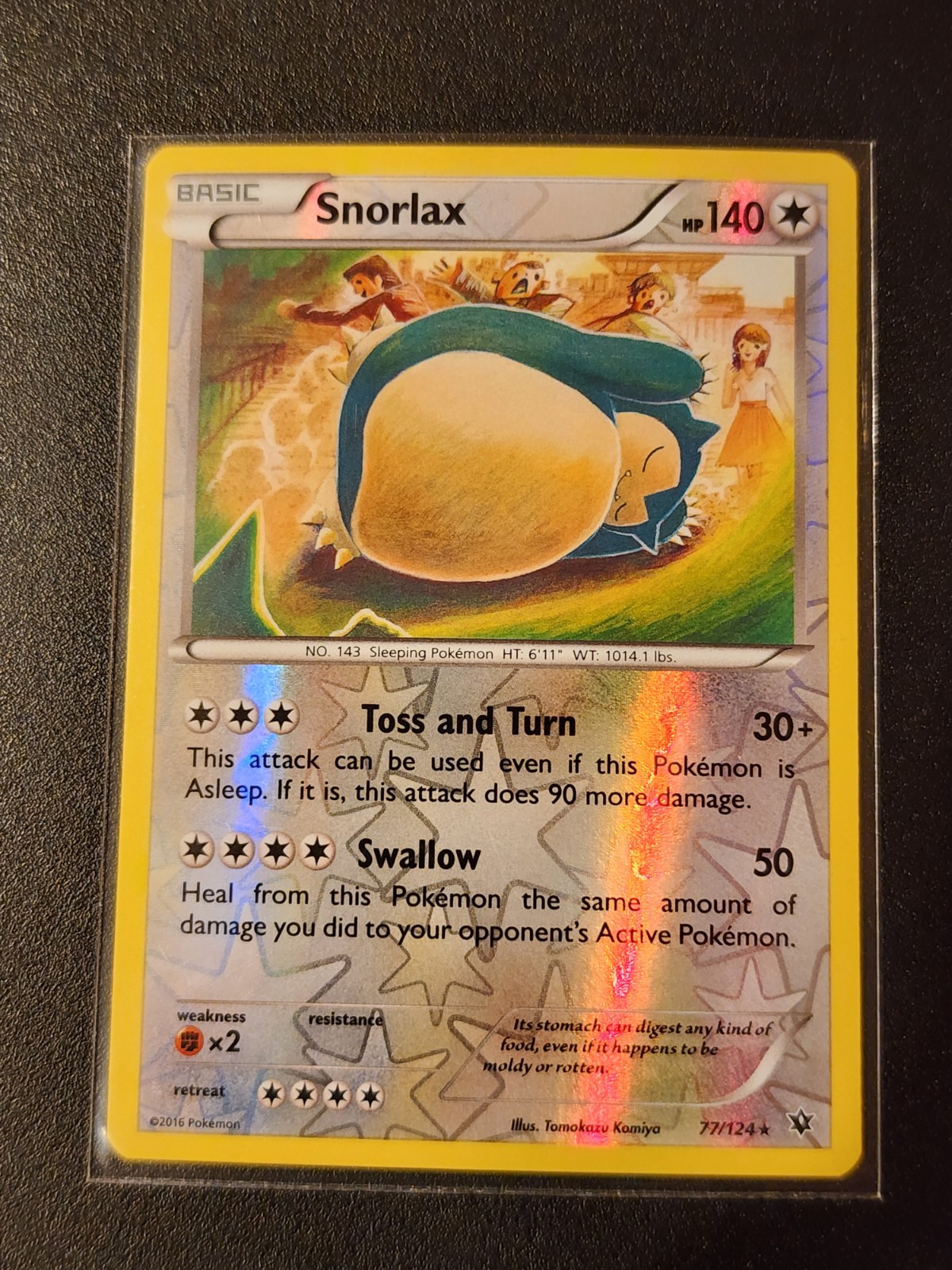 Snorlax 77/124 Rare Reverse Holo Pokemon - XY Fates Collide - LP Excellenct Card