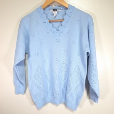 Vintage 80s Anthony Richards Pullover Sweater Women's M Blue 100 Acrylic