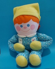 FISHER PRICE CRIB FRIEND Squeaks /Rattle Baby Doll 1984 Hugger Elf Dots 13" VTG