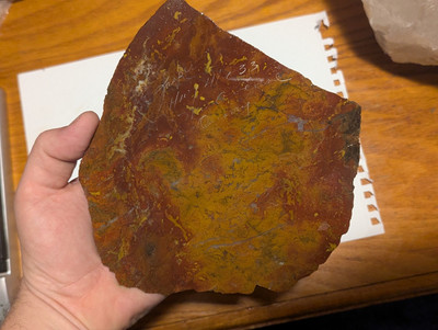 Big Red And Yellow Jasper Crystal Slab