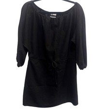 Urban Outfitters Black Cotton-Linen Tunic Dress with Waist Tie Size Medium