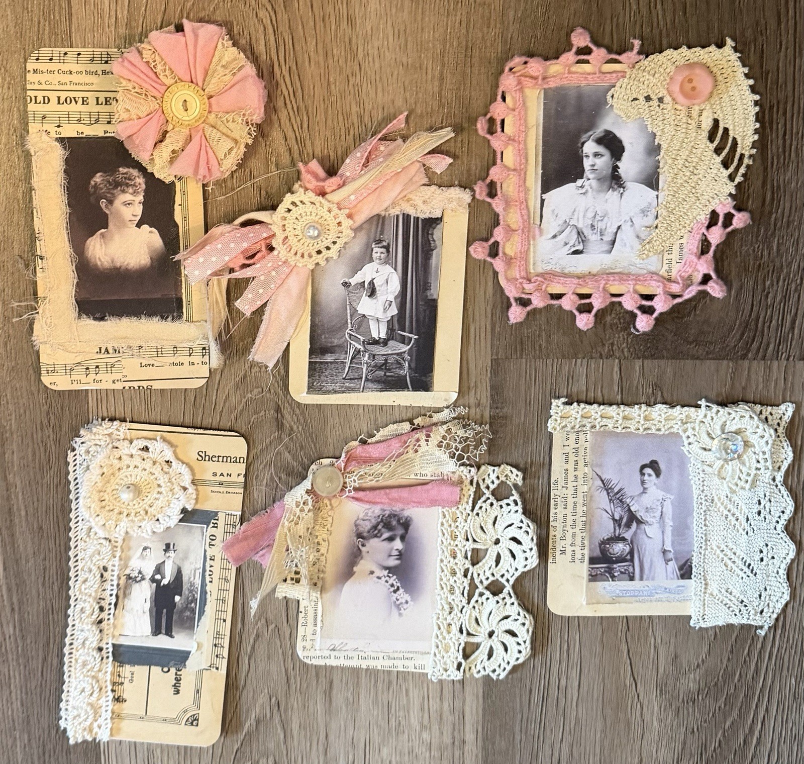 Shabby Chic JUNK JOURNAL Victorian 19 Pc Vintage Tags Embellishments