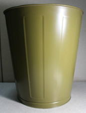 Vintage Office, School Metal Trash Garbage Waste Can Industrial Steampunk Green