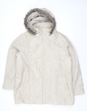 Anne de Lan&ccedil;ay Women Beige Hooded Quilted Puffer Coat M