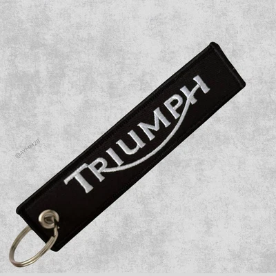 Triumph Fabric Embroidery Keyring Triumph Motorcycles Keyring Black And White