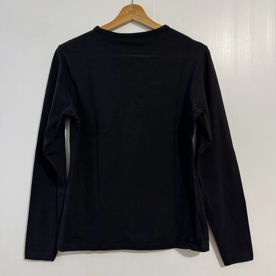 Camiseta negra manga larga Newport News Y2K 2000 estrás brillo para mujer talla M Foto 2 de 4