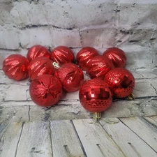Vickerman 2.5" Red Embossed Christmas Ball Ornaments  Lot of 11