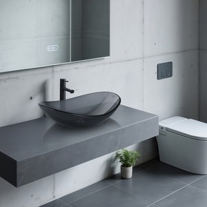 Aquaterior Bathroom Vessel Sink & Faucet Kit 8" Vanity Mixer Tap Tempered Glass