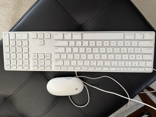 Apple White Aluminum USB Wired Keyboard Mighty Mouse A1152 A1243 Used ZU3MC - 第 1/12 張圖片