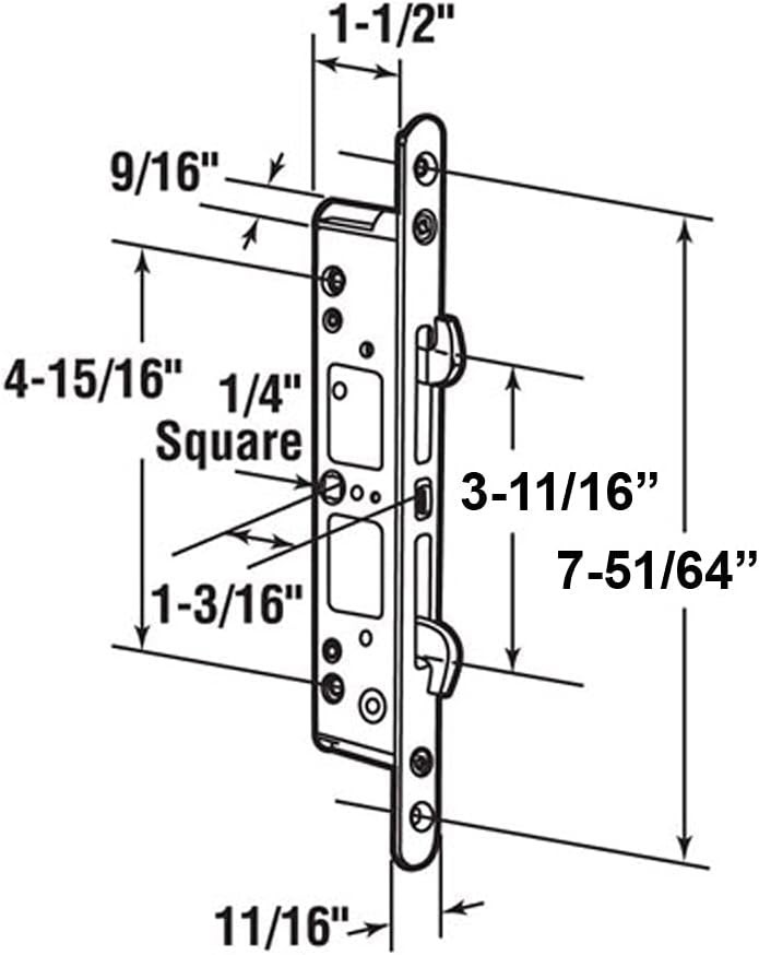 Heavy-Duty Sliding Glass Door Lock, Mortise 2-Point,  Aluminum Faceplate
