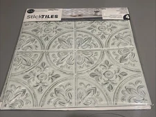 RoomMates TIL4623FLT StickTiles White Tin Peel and Stick One Pack 4 Tile