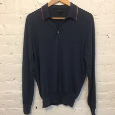 Saks Fifth Avenue men's wool silk v-neck sweater blue size L