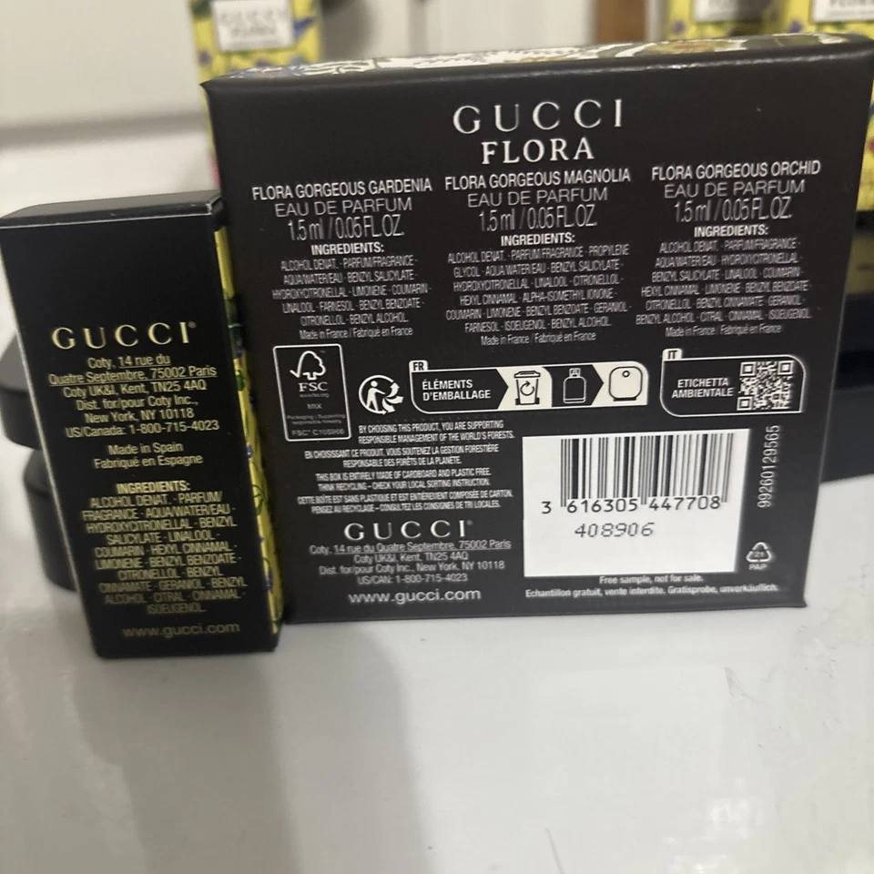 NUEVO Gucci 7 piezas Mini Perfume Set de Regalo - Orquídea y Flora - ¡Auténtico! Sin sellar Foto 2 de 2