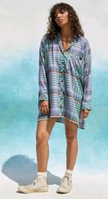 BNWT Urban Outfitters Ashley Multi Check Oversized Long Sleeve Shirt Size XS