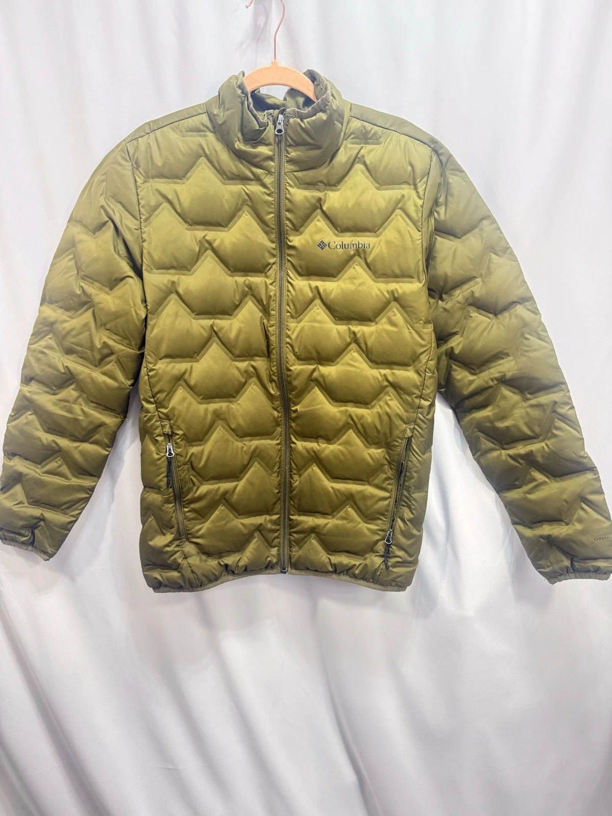 COLUMBIA OMNI-HEAT 650 Mens Size S Mustard Down Puffer Zipper Jacket