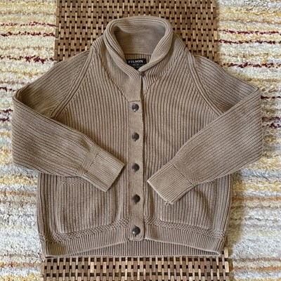 CC Filson Shawl Collar Button Down Cardigan Sweater Khaki Medium M