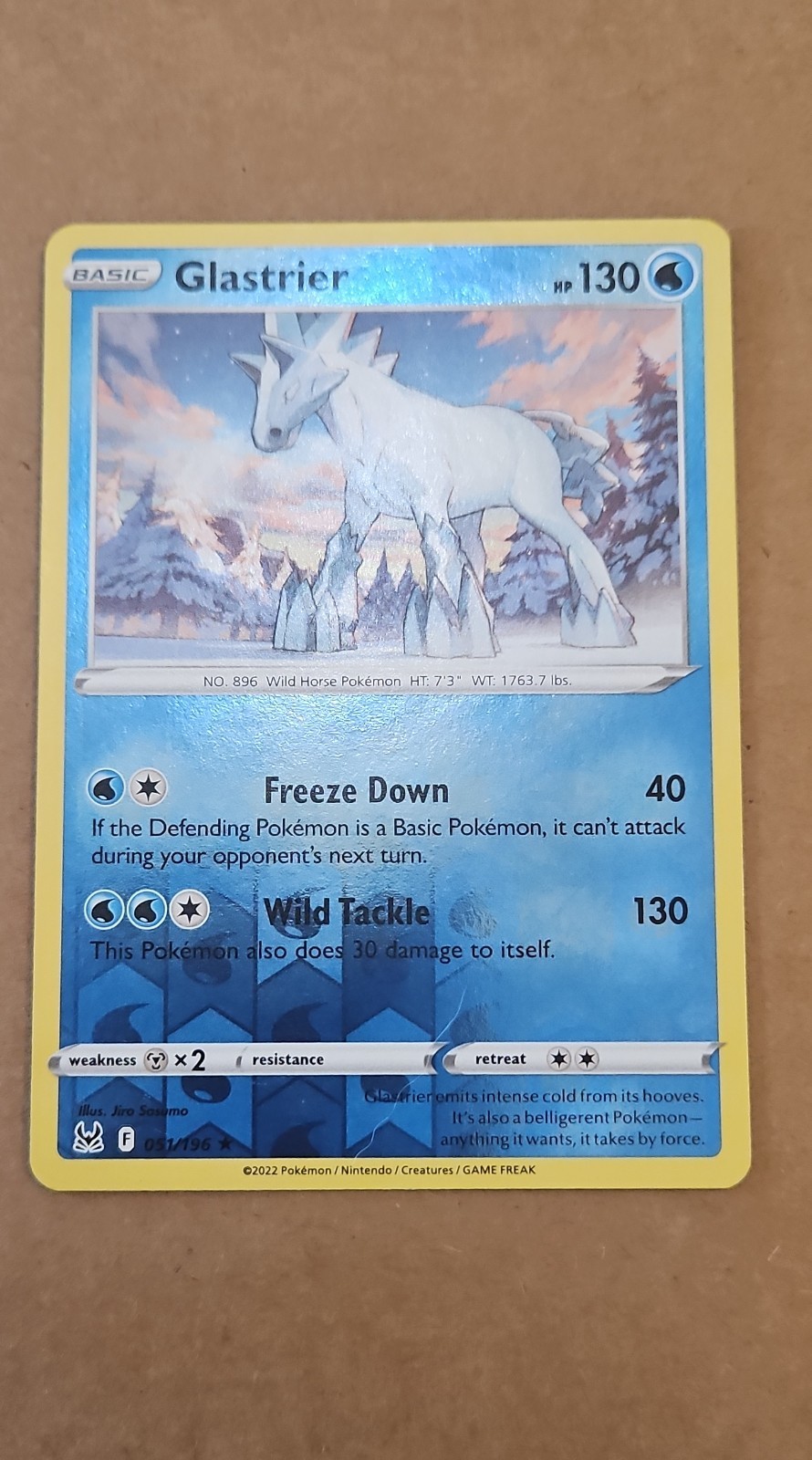 Pokemon Glastrier 051/196 Swsh11: Lost Origin Reverse Holo NM TCG CCG