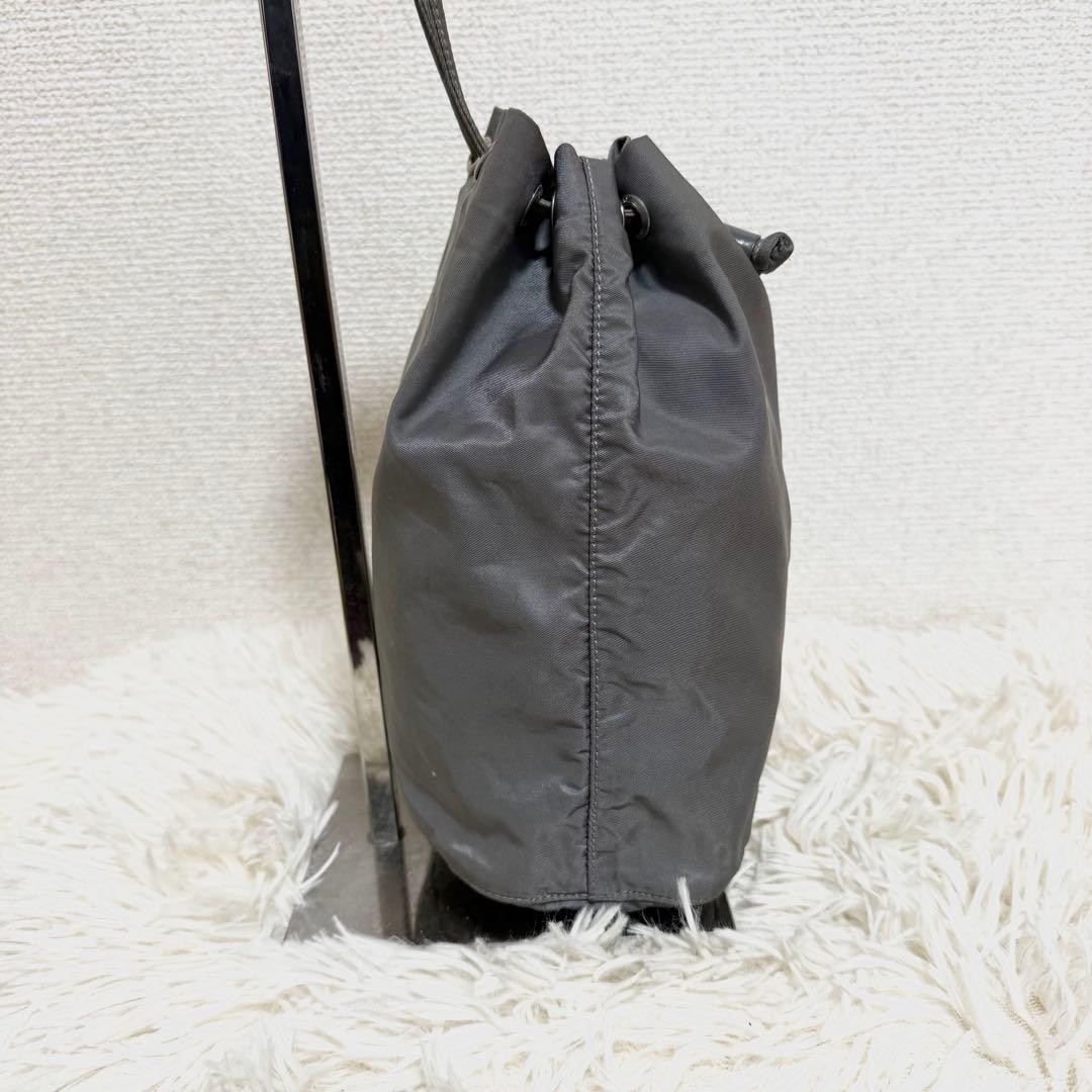 PRADA Nylon Accessory Pouch Gray Drawstring Used … - image 8