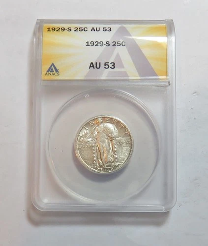 1929 S STANDING LIBERTY QUARTER AU53 ANACS