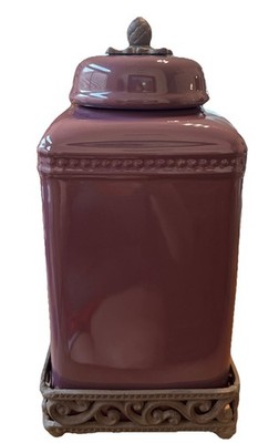 Rare GG Gracious Goods Collection Livingstone Large Canister In Eggplant 15  T