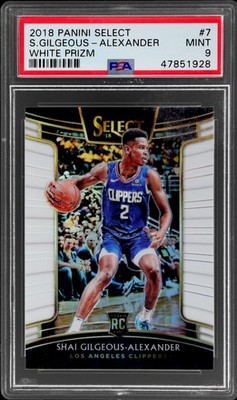 2018-19 Panini Select Shai Gilgeous-alexander #7 PSA 9 RC Concourse White Prizm