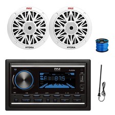 Pyle Double DIN /MP3/USB/AUX BT Car Receiver, 2x 6.5" Speaker, Wire, Antenna