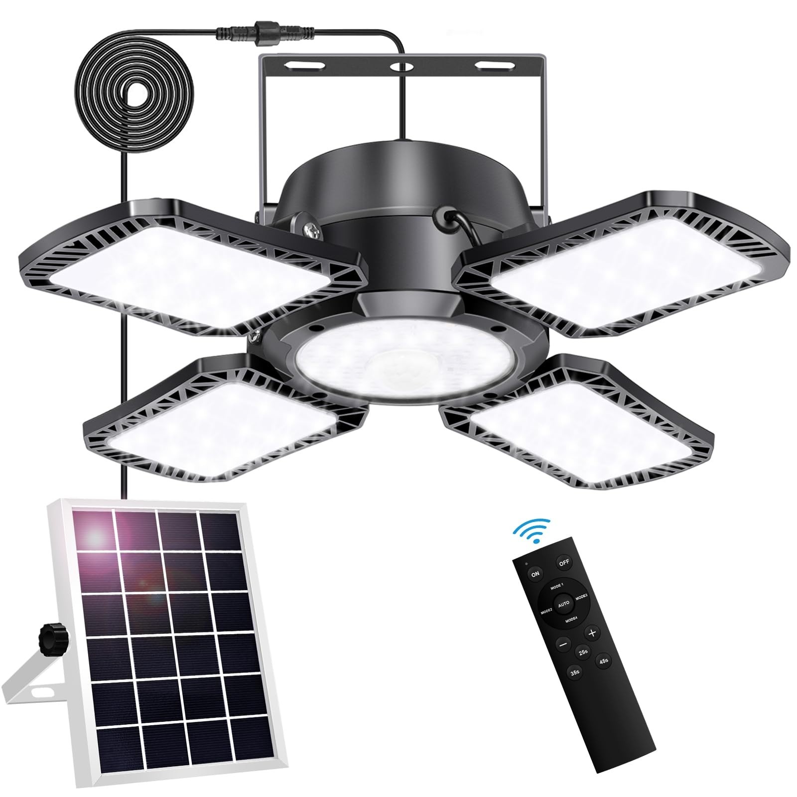 Solar Powered LED Shed Light - 176 LEDs, Motion Sensor, 5 Modes, Remote