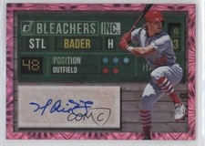 2019 Panini Donruss Bleachers Inc Pink Firework Harrison Bader #BI-HB Auto rs2