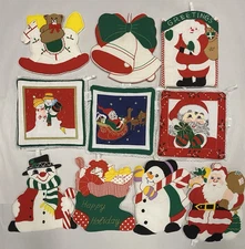 10 Pieces Christmas Potholders  Kitchen Hot Pad Oven Mitts 80's Vintage