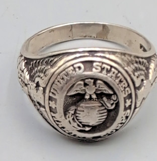 WWII/2 era USMC silver sterling marked ring size 13