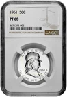 1961 50C Silver Proof Franklin Half Dollar NGC Graded PF 68 with New Holder
