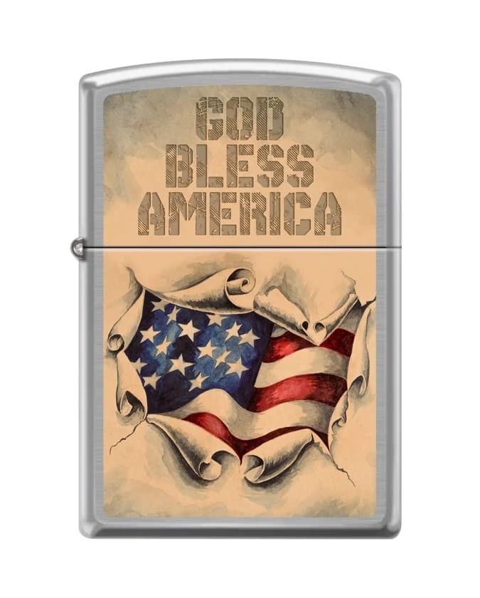 Zippo Lighter- Personalized for US Patriotic God Bless Ameri
