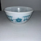 Vintage Hazel Atlas KITCHEN AIDS Turquoise Blue  7" Mixing Bowl Milk Glass
