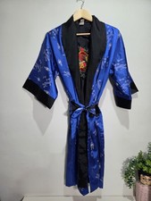 Kimono Größe M Blumenmuster Drache blau und schwarz mit Gürtel