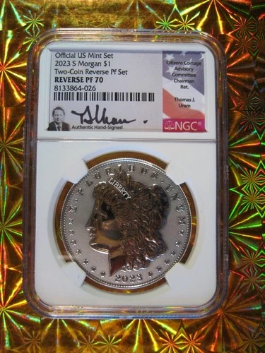 2023 US Mint SILVER MORGAN REVERSE PROOF DOLLAR NGC PF 70 Signed Thomas J. Uram