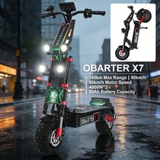 62M Range 8000W Scooter:56MPH Speed 14"Tires Dual Motor 60V/40AH Adult