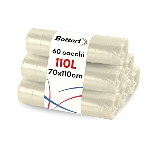 Sacs poubelle 110L Bottari transparents pour le nettoyage de la maison et jardin