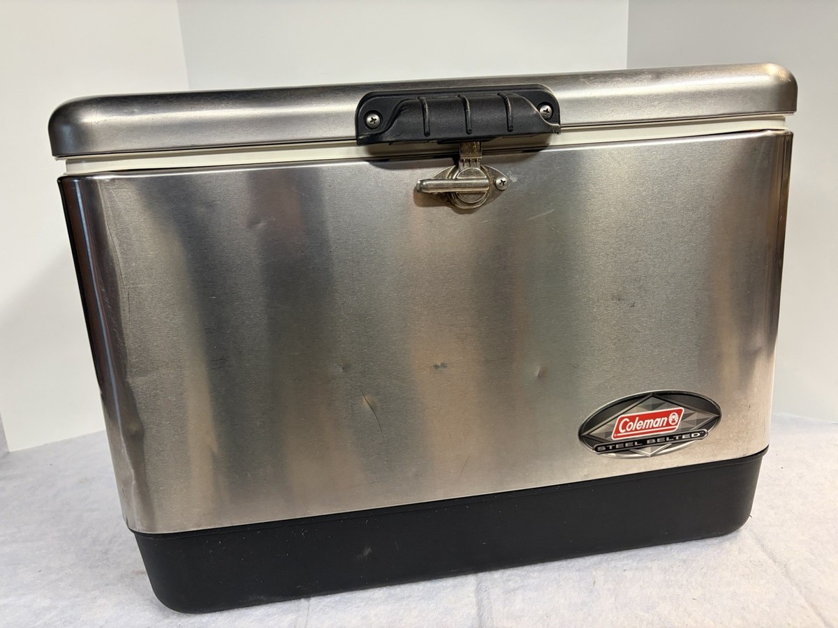 Coleman 54 Qt. Stainless Steel Belted Cooler Ice Chest Model 6150